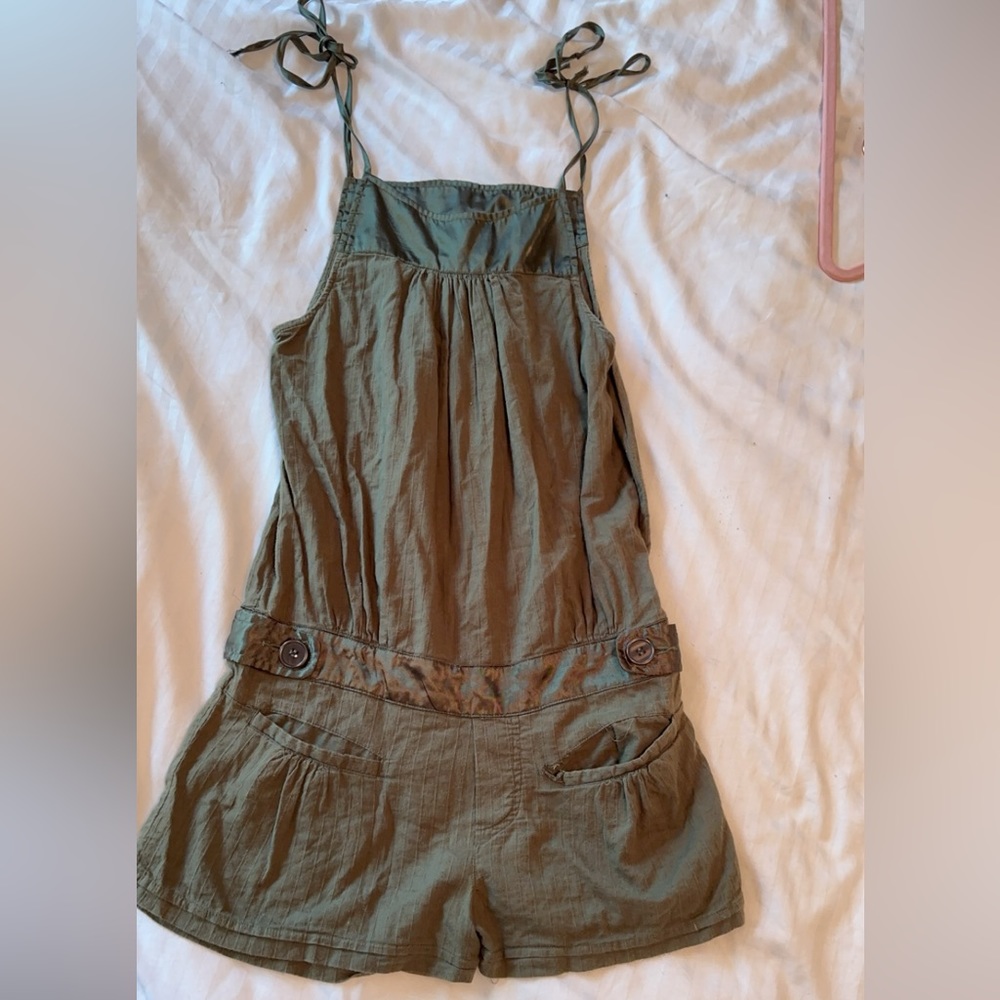 Institute Liberal Army Green Romper with front pockets